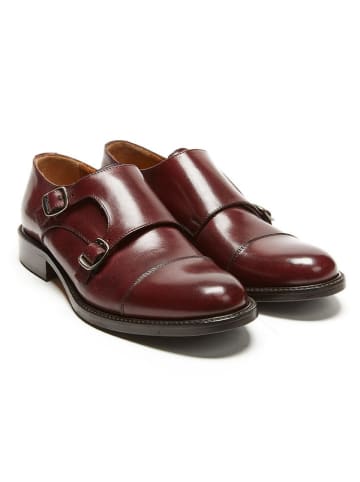 British Passport Leder-Monkstraps in Rot