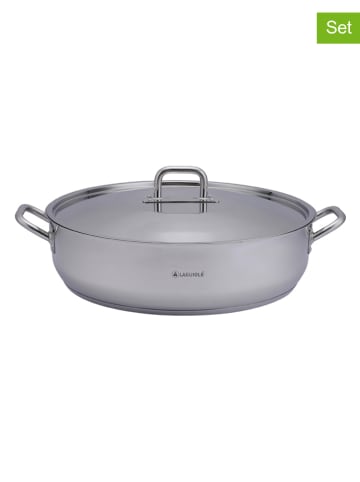 Laguiole 2-delige set: serveerpan met deksel zilverkleurig - Ø 50 cm