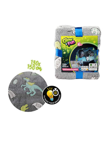 Toi-Toys Fluoreszierende Decke "Dino" in Grau - (L)130 x (B)150 cm