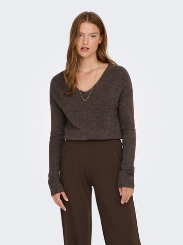 JDY Sweter w kolorze ciemnobrązowym