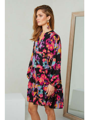 Plume Jurk "Idylle" zwart/meerkleurig