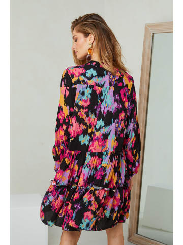 Plume Jurk "Idylle" zwart/meerkleurig