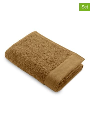 Walra 2-delige set: handdoeken/badhanddoeken "Remade" cognackleurig