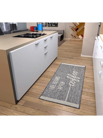 Hanse Home Chodnik kuchenny "Life Begins After Coffee" w kolorze szaro-kremowym
