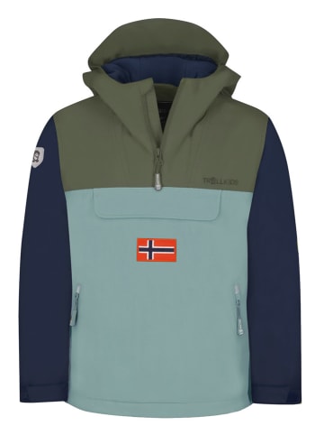 Trollkids Kurtka zimowa "Kirkenes" w kolorze granatowo-oliwkowo-turkusowym