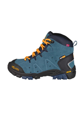 Trollkids Leren wandelboots "Trollsteinen Hiker Mid" blauw