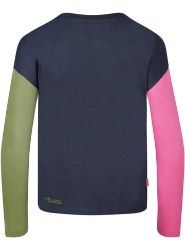 Trollkids Longsleeve "Verdal" in Dunkelblau/ Rosa/ Khaki