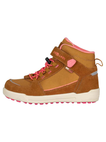 Trollkids Leder-Wanderboots "Gryllefjord Mid Cut" in Hellbraun