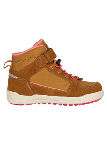 Trollkids Leder-Wanderboots "Gryllefjord Mid Cut" in Hellbraun