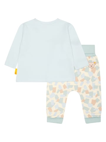 Steiff 2-delige outfit lichtblauw/crème/oranje