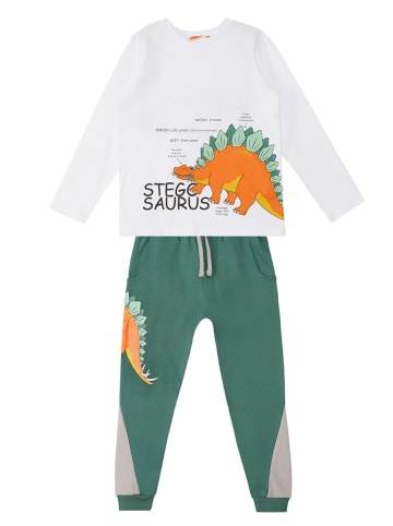 Denokids 2tlg. Outfit "Stegosaurus" in Weiß/ Grün