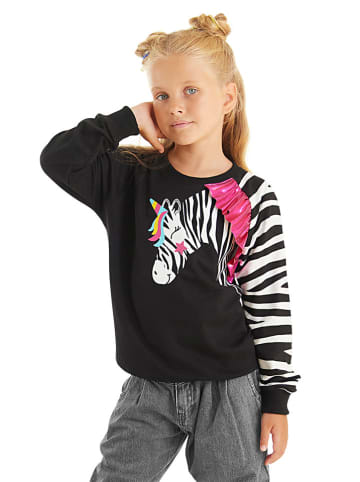 Denokids Sweatshirt "Zebra Ruffled" zwart