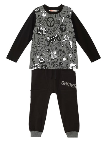 Denokids 2-delige outfit "Gamer" grijs/zwart