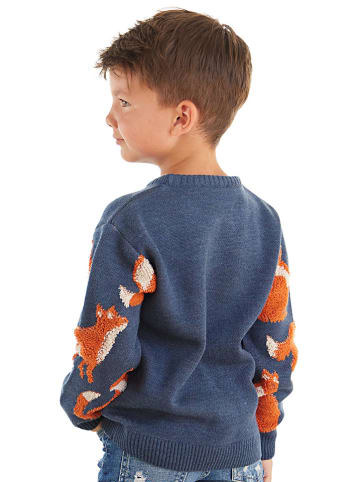 Denokids Sweter "Fox" w kolorze granatowym