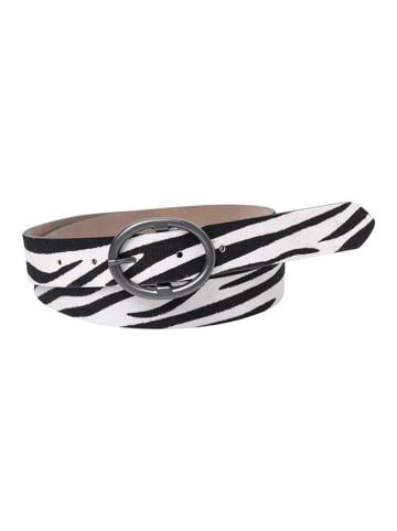 More & More Leren riem wit/zwart