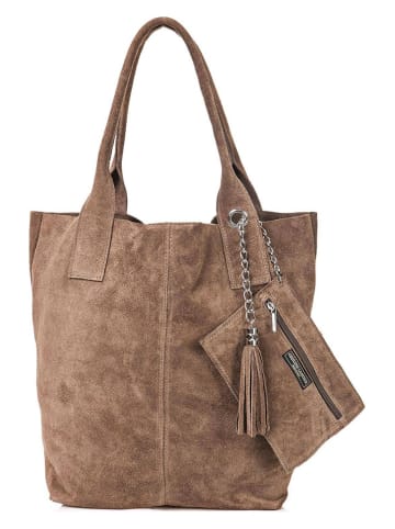 Florence Bags Leder-Shopper "Croas" in Hellbraun - (B)33 x (H)40 x (T)15 cm