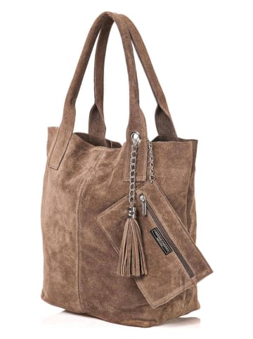 Florence Bags Skórzany shopper bag "Croas" w kolorze jasnobrązowym - 33 x 40 x 15 cm