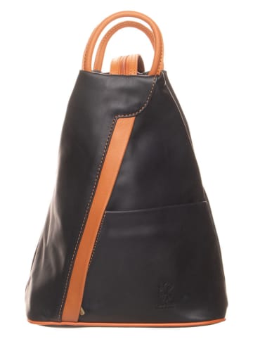 Florence Bags Leren rugzak "Stax" zwart/bruin - (B)31 x (H)24 x (D)12 cm