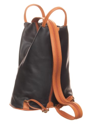 Florence Bags Leder-Rucksack "Stax" in Schwarz/ Braun - (B)31 x (H)24 x (T)12 cm