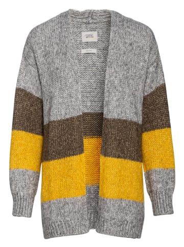 Camel Active Longcardigan in Grau/ Braun/ Gelb