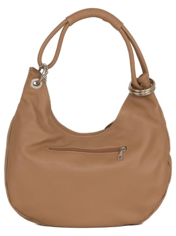 Anna Morellini Leder-Schultertasche "Alba" in Hellbraun - (B)38 x (H)34 x (T)10 cm