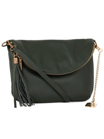 Anna Morellini Skórzana torebka "Alice" w kolorze ciemnozielonym - 22 x 18 x 2 cm
