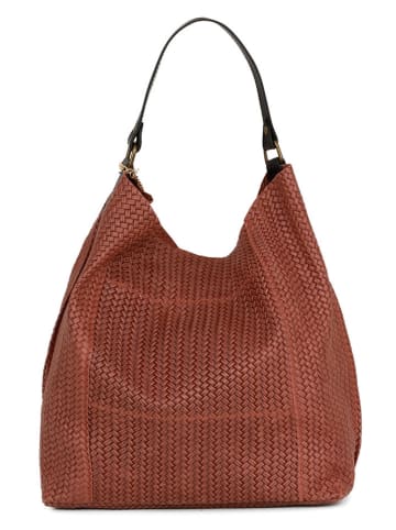 Anna Morellini Leren schoudertas "Sebastiana" bruin - (B)38 x (H)36 x (D)14 cm