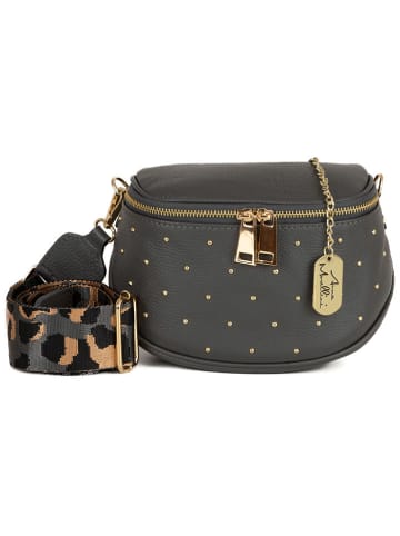 Anna Morellini Leren heuptas "Domenica" antraciet - (B)19 x (H)15 x (D)8 cm