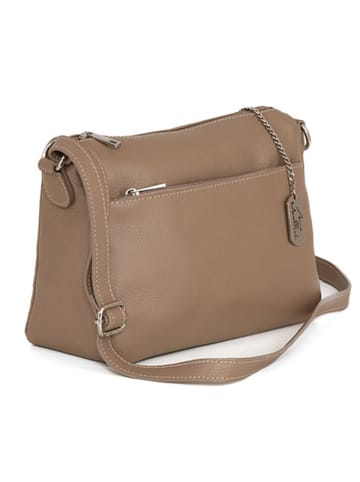 Anna Morellini Leder-Umhängetasche "Orlanda" in Taupe - (B)29 x (H)23 x (T)12 cm