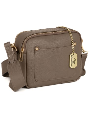 Anna Morellini Leder-Umhängetasche "Aldina" in Taupe - (B)22 x (H)18 x (T)11 cm