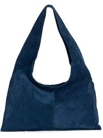 Anna Morellini Skórzany shopper bag "Ilina" w kolorze granatowym - 48 x 31 x 1 cm