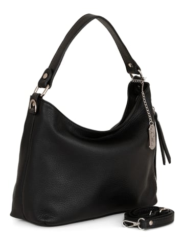 Anna Morellini Leder-Schultertasche "Ricciarda" in Schwarz - (B)35 x (H)24 x (T)10 cm
