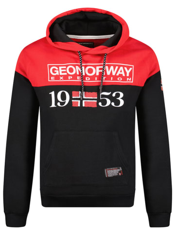 Geographical Norway Hoodie "Greg" in Schwarz/ Rot