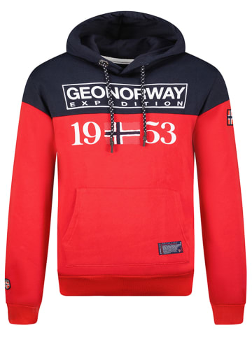 Geographical Norway Hoodie "Greg" rood/donkerblauw