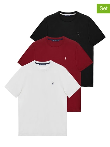 Polo Club 3er-Set: Shirts in Weiß/ Rot/ Schwarz