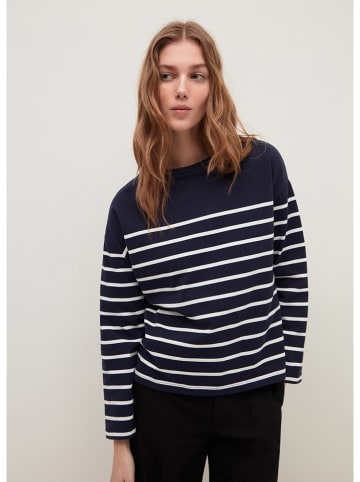 STEFANEL Sweatshirt in Dunkelblau/ Weiß
