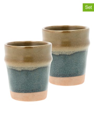 Villa Collection 2er-Set: Espressobecher "Evig" in Hellbraun/ Blau - 100 ml