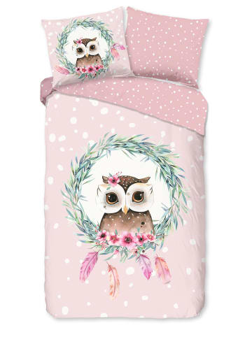 Good Morning Komplet pościeli "Owli" w kolorze jasnoróżowym