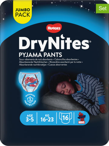 HUGGIES-DryNites 4er-Set: Pyjama Pants "DryNites", 3-5 Jahre, 16-23 kg (64 Stück)