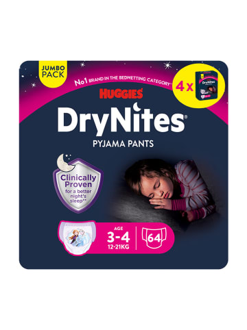 HUGGIES-DryNites 4-delige set: pyjamabroeken "DryNites", 3-4 jaar, 12-21 kg (64 stuks)