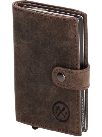HIDE & STITCHES Leren portemonnee "Idaho" donkerbruin - (B)10 x (H)8 x (D)1,5 cm