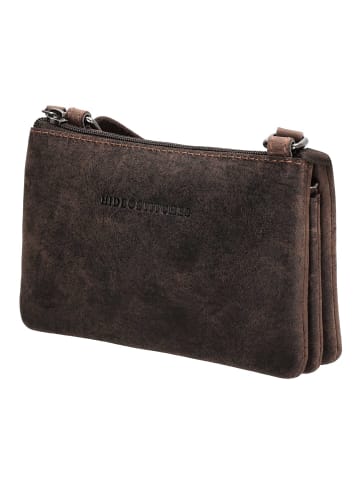 HIDE & STITCHES Leder-Umhängetasche in Dunkelbraun - (B)19,5 x (H)11 x (T)6,5 cm