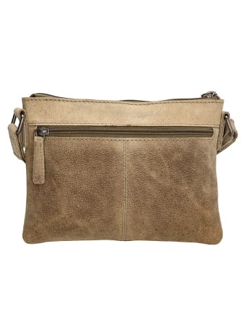 HIDE & STITCHES Leder-Umhängetasche in Taupe - (B)23 x (H)17 x (T)5 cm