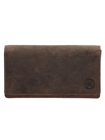HIDE & STITCHES Leder-Geldbörse in Braun - (B)15,3 x (H)9 x (T)3 cm