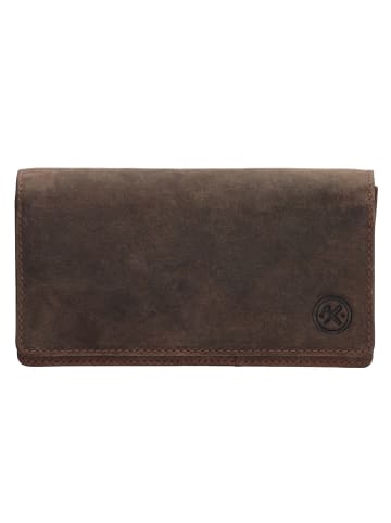 HIDE & STITCHES Skórzany portfel w kolorze brązowym - 15,3 x 9 x 3 cm
