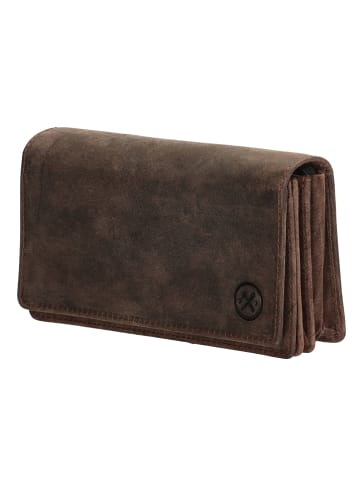 HIDE & STITCHES Leren portemonnee bruin - (B)15,3 x (H)9 x (D)3 cm