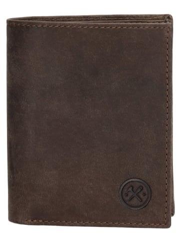 HIDE & STITCHES Leren portemonnee bruin - (B)9 x (H)12 x (D)2 cm