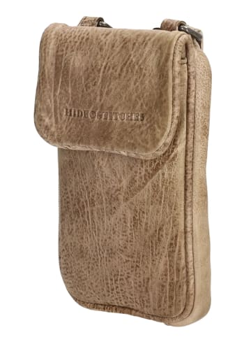 HIDE & STITCHES Leren smartphonetas beige - (B)10 x (H)17 x (D)2 cm