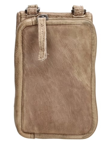 HIDE & STITCHES Leren smartphonetas beige - (B)10 x (H)17 x (D)2 cm