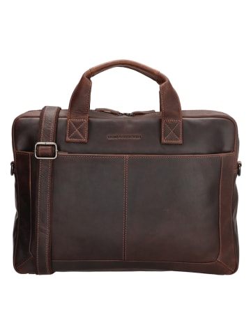 HIDE & STITCHES Skórzana torba w kolorze brązowym na laptopa - 42 x 33 x 6 cm
